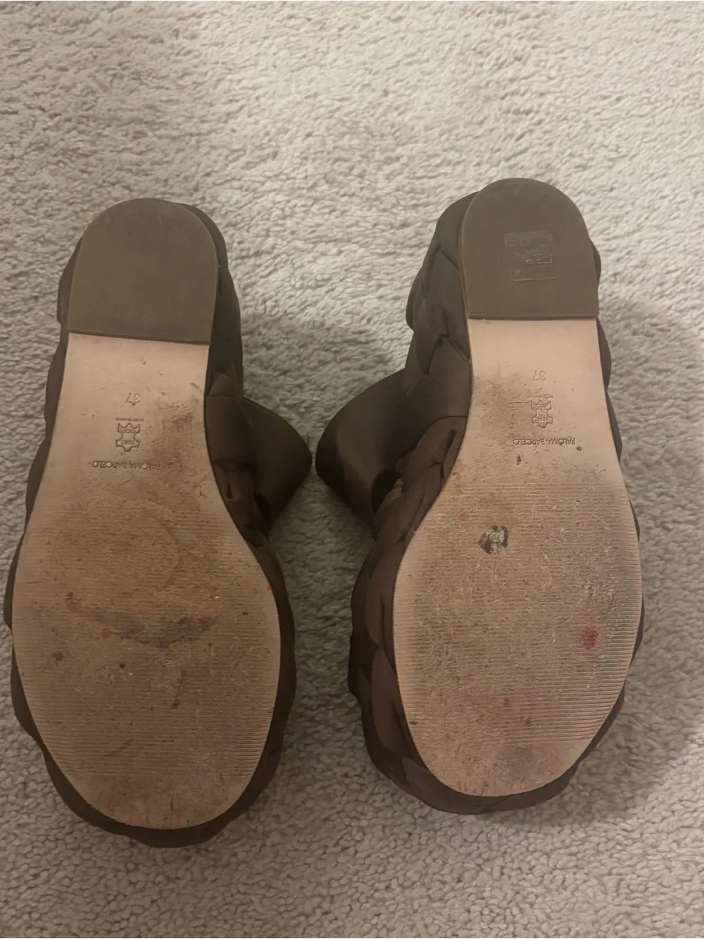 Paloma Barceló Brown Satin Braided Platform Sandals